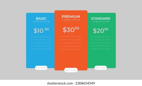 Set bid rates. ui ux vector banner for web application. set of price tables, orders, boxes, buttons, lists with plans for websites in flat design