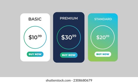 Set bid rates. ui ux vector banner for web application. set of price tables, orders, boxes, buttons, lists with plans for websites in flat design

