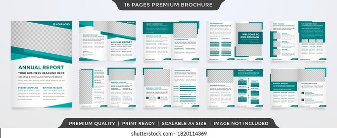 set of bifold brochure template with clean style and minimalist layout use for business annual report and business profile