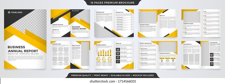 set of bifold business brochure template with modern concept and minimalist style use for business profile and annual report
