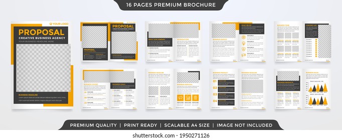 set of bifold business brochure template with modern concept and minimalist style use for business profile and annual report