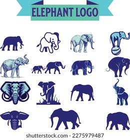 Juego de grandes elefantes africanos caricatura de mamíferos de la tierra diseño animal ilustración vectorial sobre fondo blanco