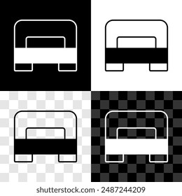 Set Big bed for two or one person icon isolated on black and white, transparent background.  Vector