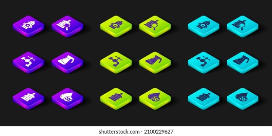 Set Big bottle with clean water, Recycle aqua, Water tap, Jug glass,  and Fire hydrant icon. Vector