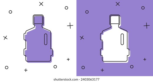 Set Big bottle with clean water icon isolated on white and purple background. Plastic container for the cooler.  Vector