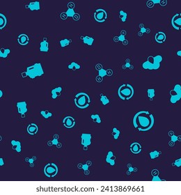 Set Big bottle with clean water, Cloud rain, Chemical formula H2O and Recycle aqua on seamless pattern. Vector