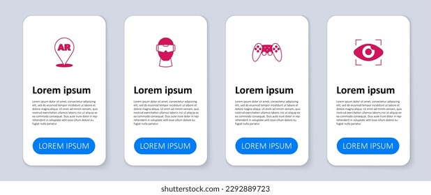Set Big brother electronic eye, Gamepad, Virtual reality glasses and Augmented AR. Business infographic template. Vector