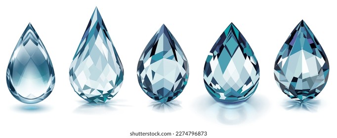 Conjunto de grandes gotas de cristal en color gris con bombillas y sombras