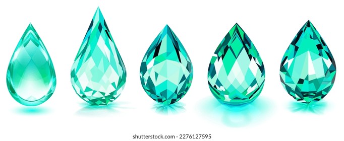 Juego de grandes gotas de cristal en color turquesa con bombillas y sombras