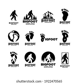 set of Big foot yeti logo icon design