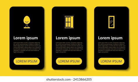 Set Big full length mirror, Wardrobe and Armchair. Business infographic template. Vector