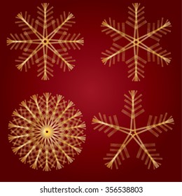 Set of big gold snowflakes. Snowflake Vector Art, Stock Vector