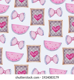 Set of big isolated watercolor valentine concept element lovely romantic red-pink hearts for decoration, Vector illustration.