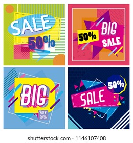 Set of big and mega sale posters Set of big and mega sale posters
