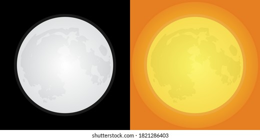 set of big moon glow in the dark vector illustration