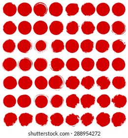Set of big red grunge circles on white background. Isoleted. Stylized symbol of Japan. Vector illustration.