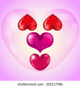 Set of Big Red Hearts