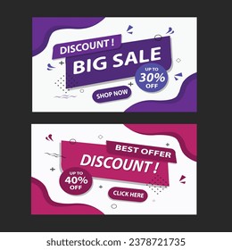 Set of big sale discount vector banner design template