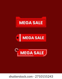 Establecer diseño de elemento de venta grande en rojo. Diseño en fondo blanco