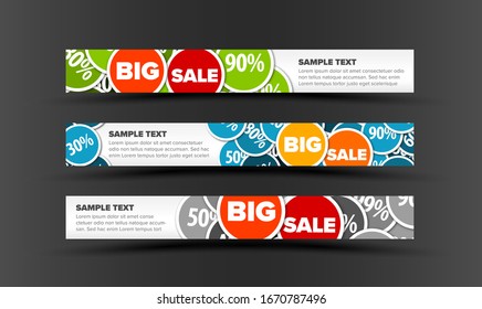 Set of big sale horizontal leaderboards banners