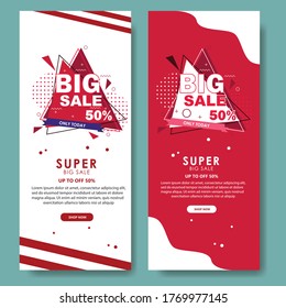 Set big sale promotion colorful web banner Premium Vector