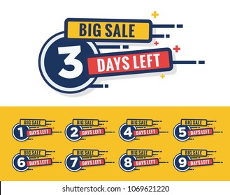 Set of Big Sale Three Days Left Badges and Stickers