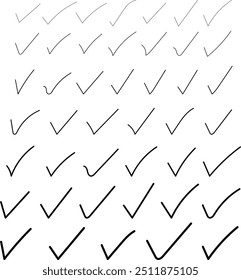 Conjunto de Ilustración vectorial de marca de verificación grande a Pequeña.