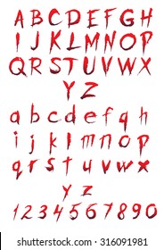 Set of big and small letters and figures for halloween design.