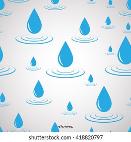 con una gran gota de agua y una ola azul sobre fondo blanco, sin fisuras