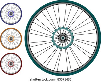 Set Bike Wheel - Vector Illustration Isolated On White Background. Bike Wheel Icon. Bicycle Wheel Icon Vector. Bike Wheel Icon Logo. Bike Wheel Icon Sign. Bicycle Wheel Icon Flat. Bike Wheel Icon