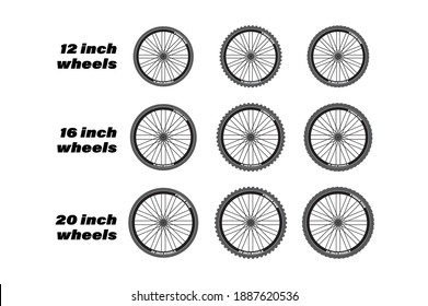 Juego de ruedas para bicicletas. 3 tipos de ruedas de pulgada 