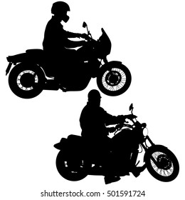 Set of biker motocross silhouettes, Vector illustration.