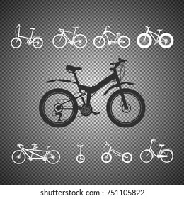 Set of bikes icons.Vector illustration on the transparent background.