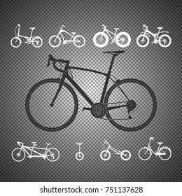 Set of bikes icons.Vector illustration on the transparent background.