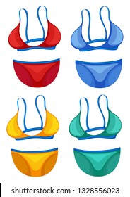 Set of bikini different colour illustration