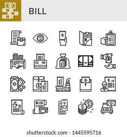 Set of bill icons such as Dollar bills, Bill, Money, Corruption, Pay, Invoice , bill