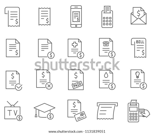 Set Bill Related Vector Line Icons Stock Vector (Royalty Free) 1131839051