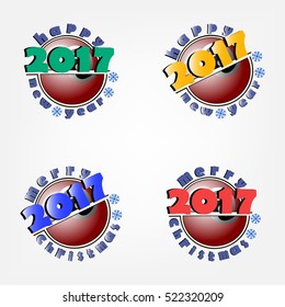 set of billiard ball and a Happy New Year 2017. Vector illustration