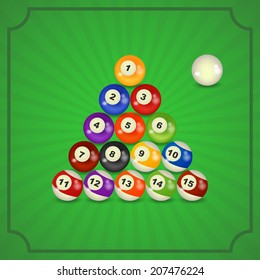 set of billiard balls, billiards.