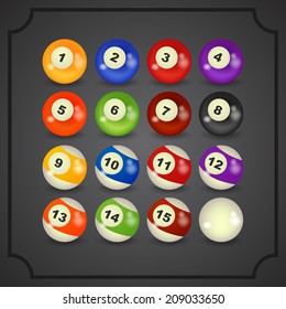 set of billiard balls, billiards, 