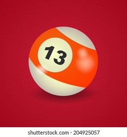 set of billiard balls, billiards, ball number 13