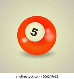 set of billiard balls, billiards, ball number 5