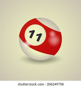 set of billiard balls, billiards, ball number 11