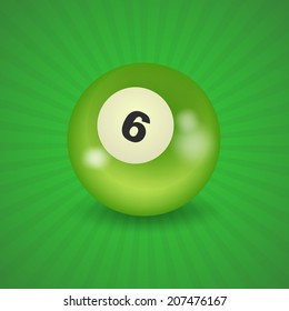 set of billiard balls, billiards, ball number 6
