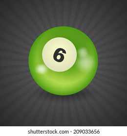 set of billiard balls, billiards, ball number 6