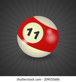 set of billiard balls, billiards, ball number 11