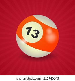 set of billiard balls, billiards, ball number 13