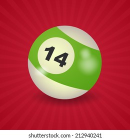 set of billiard balls, billiards,  ball number 14