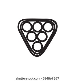 Set of billiard balls in triangle vector sketch icon isolated on background. Hand drawn Set of billiard balls in triangle icon. Set of billiard balls sketch icon for infographic, website or app.