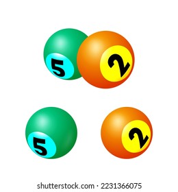 Set of billiard or bingo balls in realistic style for print and design. Vector illustration.